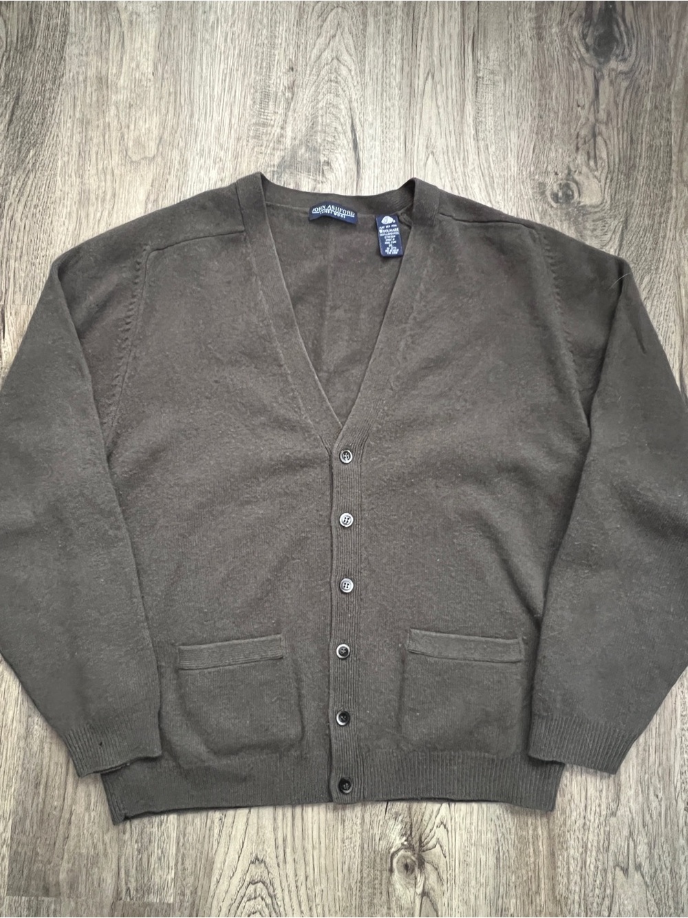 John Ashford Men's Brown V-Neck Button Cardigan